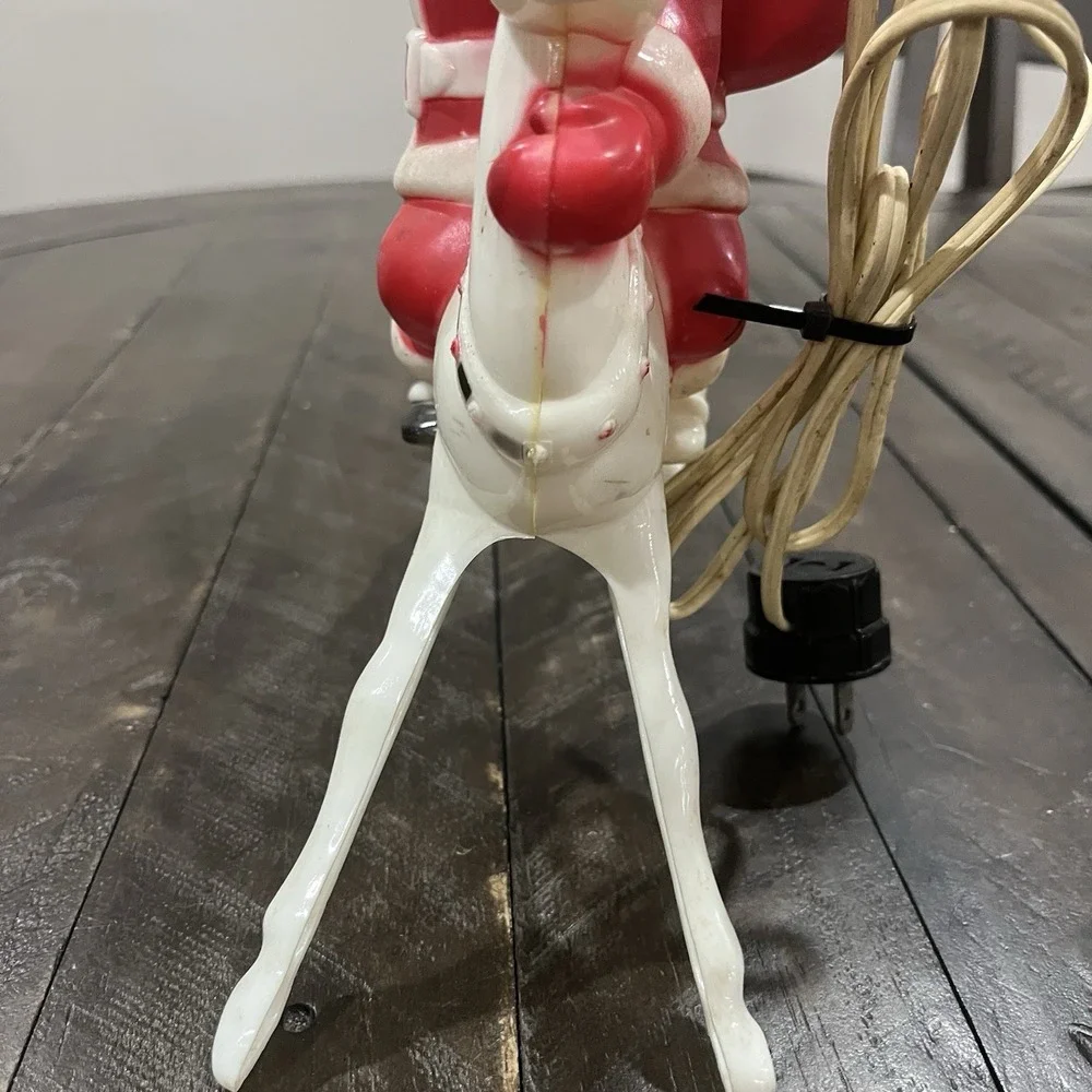 Vtg Rosbro Irwin Plastic Hi Ho Santa Riding Reindeer‎ Pat 169824 1950s Celluloid